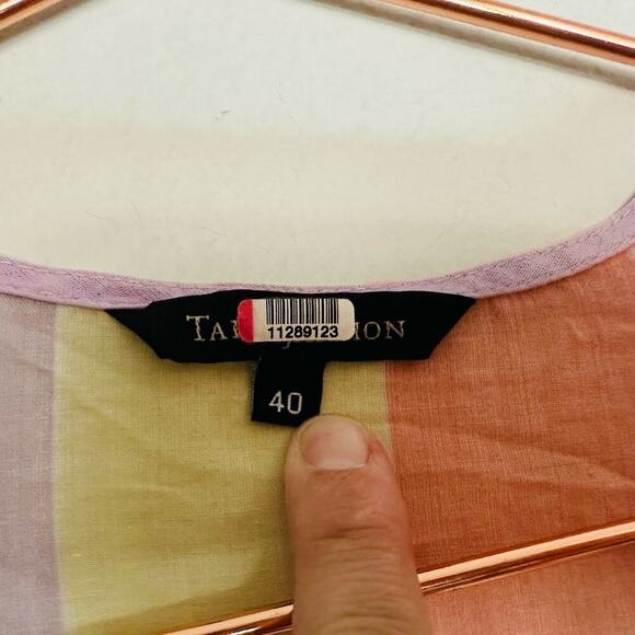 Tara Jamon Multicolored Striped V-neckline Cotton Hourglass Midi Dress Size 40 - Picture 6 of 10